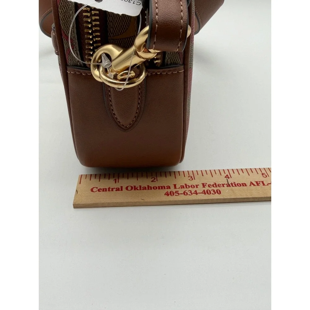 Coach Crossbody Bag Signature Rainbow Canvas Brown Multi‎ NEW